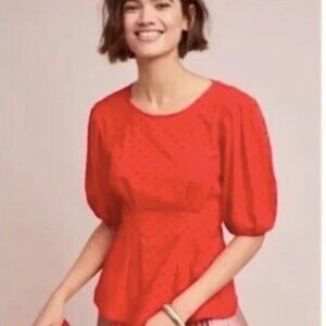 Anthropologie Eva Franco Reeves Eyelet Peplum Blouse